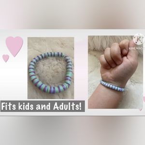 Elastic & stretchy Unicorn themed Purple, blue and pastel green beaded bracelet
